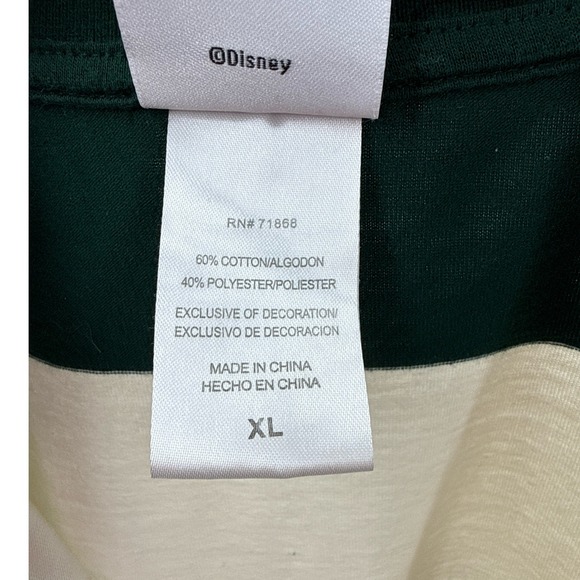 Disney Bambi Cropped Rugby Shirt Green Stripe Polo XL - Picture 5 of 7